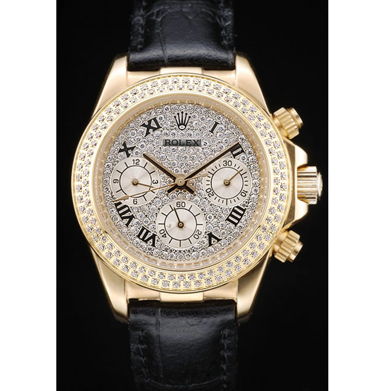 MiroTime 0726 Rolex Daytona Lady Gold Case Crystal Studded Bezel Crystal Studded Dial 98238